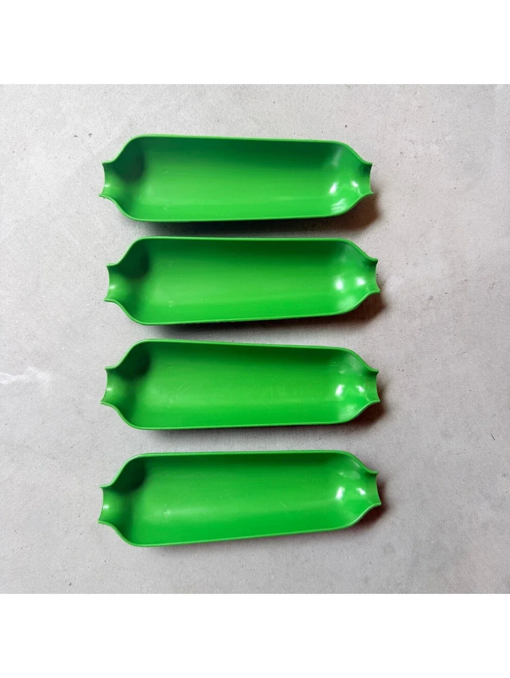 Retro Corn Cob Trays Holders Royal Green Plastic Vintage 1970s Set of 4